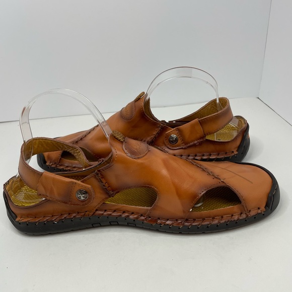 New Men’s Light Brown Leather Closed Toe Slip On Sandals Size 46 EU - Picture 6 of 11